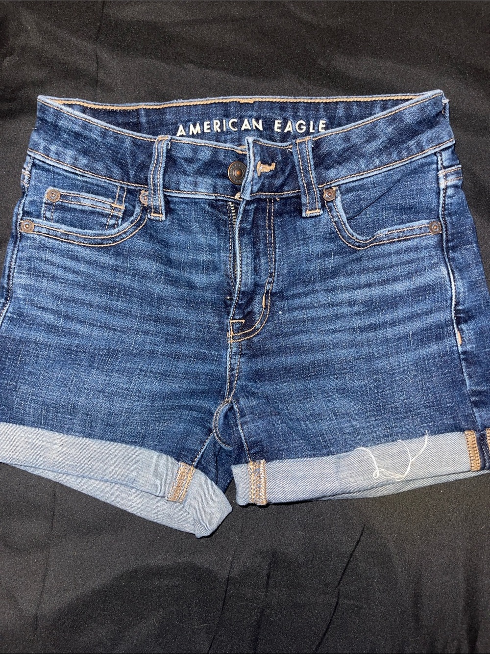 American Eagle Outfitters Indigo Blue Rolled-Hem Jean Shorts
